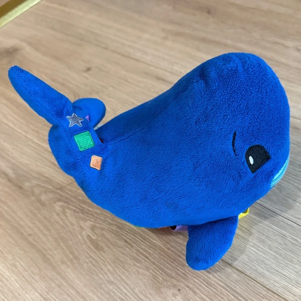 Buckle Toys Blu Whale Sensory Plush Toddler Learning Activity Toy